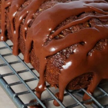 Glazed Nutella Chocolate Zucchini Bread is so rich and moist it could also be called cake! So easy. No mixer needed.