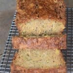 Zuchinni Pineapple Bread sliced on a wire rack