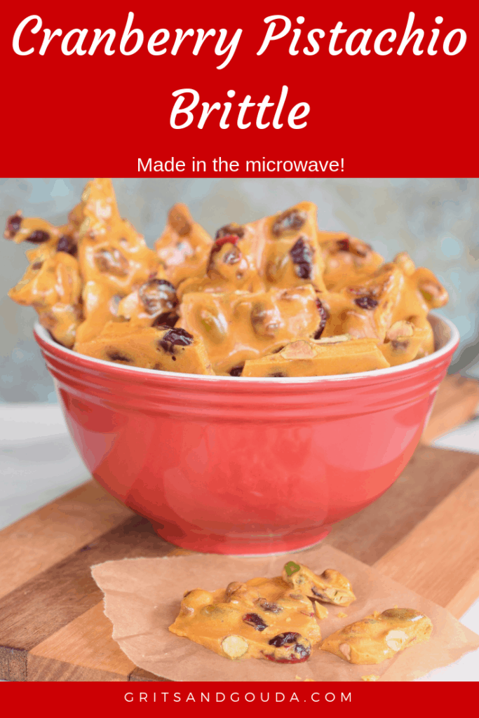 Cranberry Pistachio Brittle made in the microwave in just minutes! 