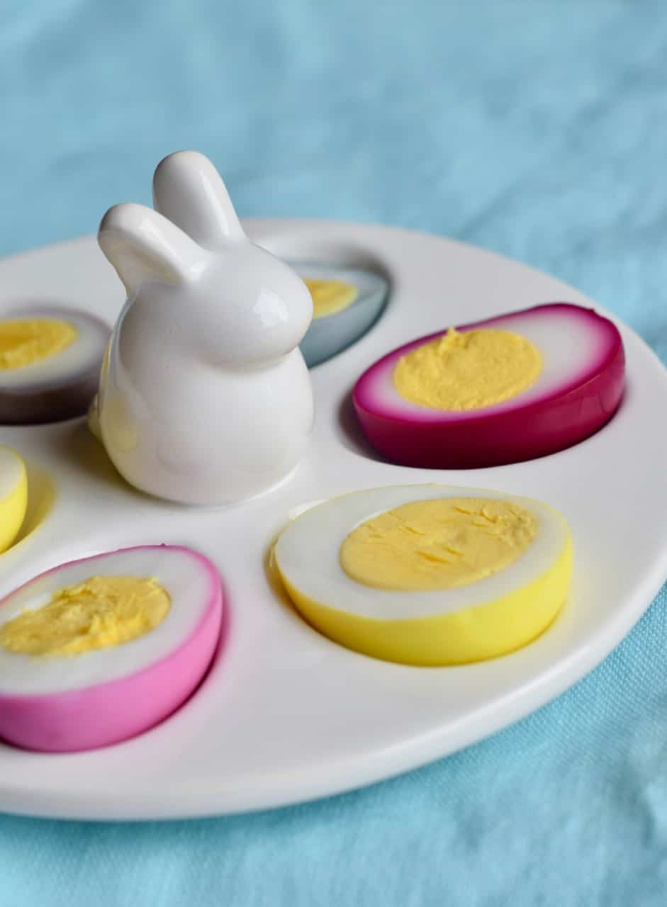 Naturally dyed eggs are not just for hiding from the kids at an Easter egg hunt. Serve them deviled or simply sliced open.