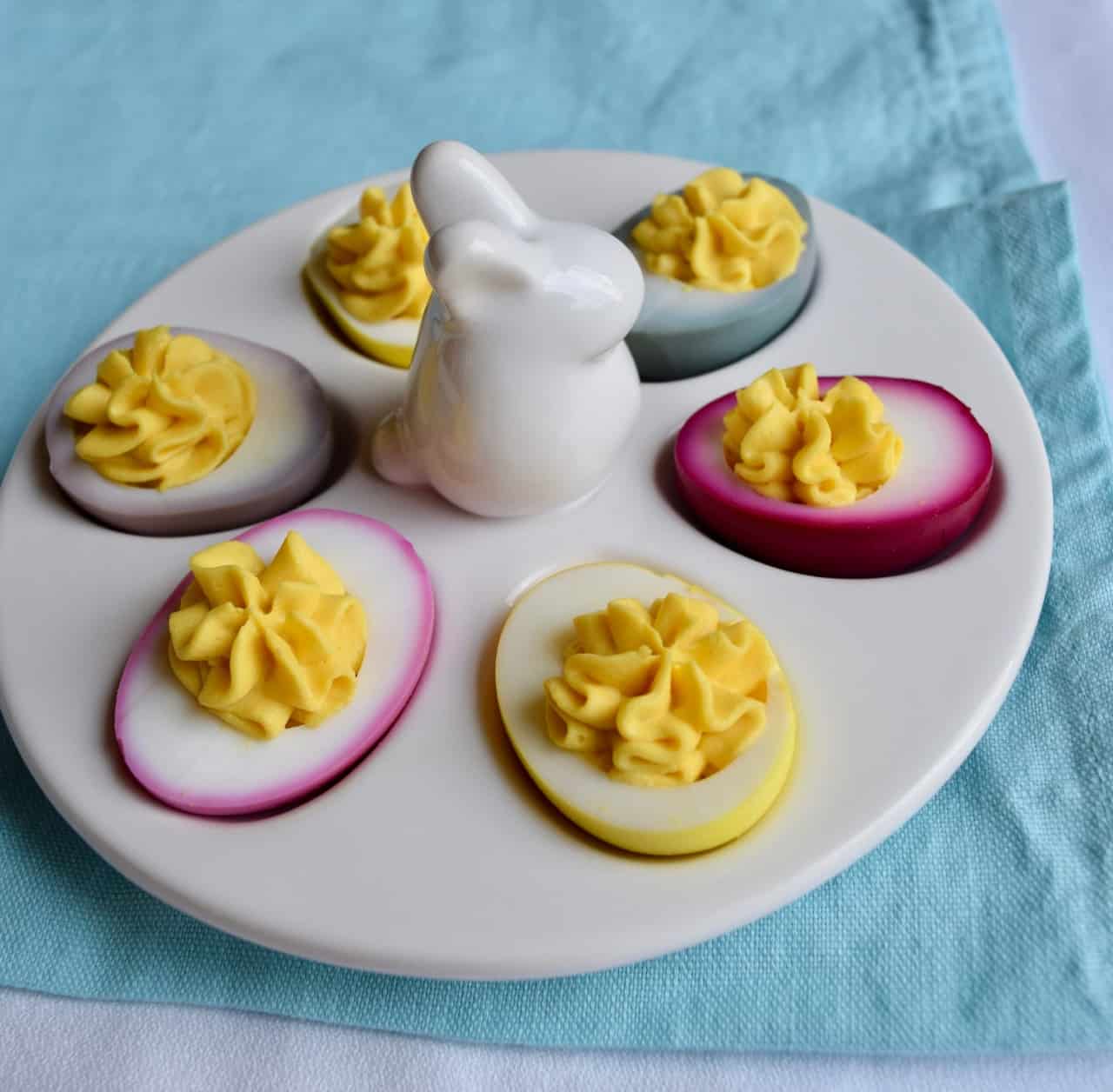 Naturally dyed eggs are not just for hiding from the kids at an Easter egg hunt. Serve them deviled or simply sliced open.