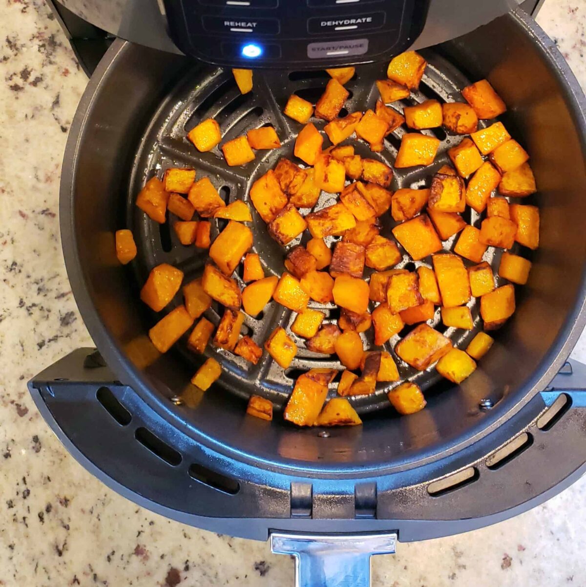 Roasted butternut squash cubes in the air fryer