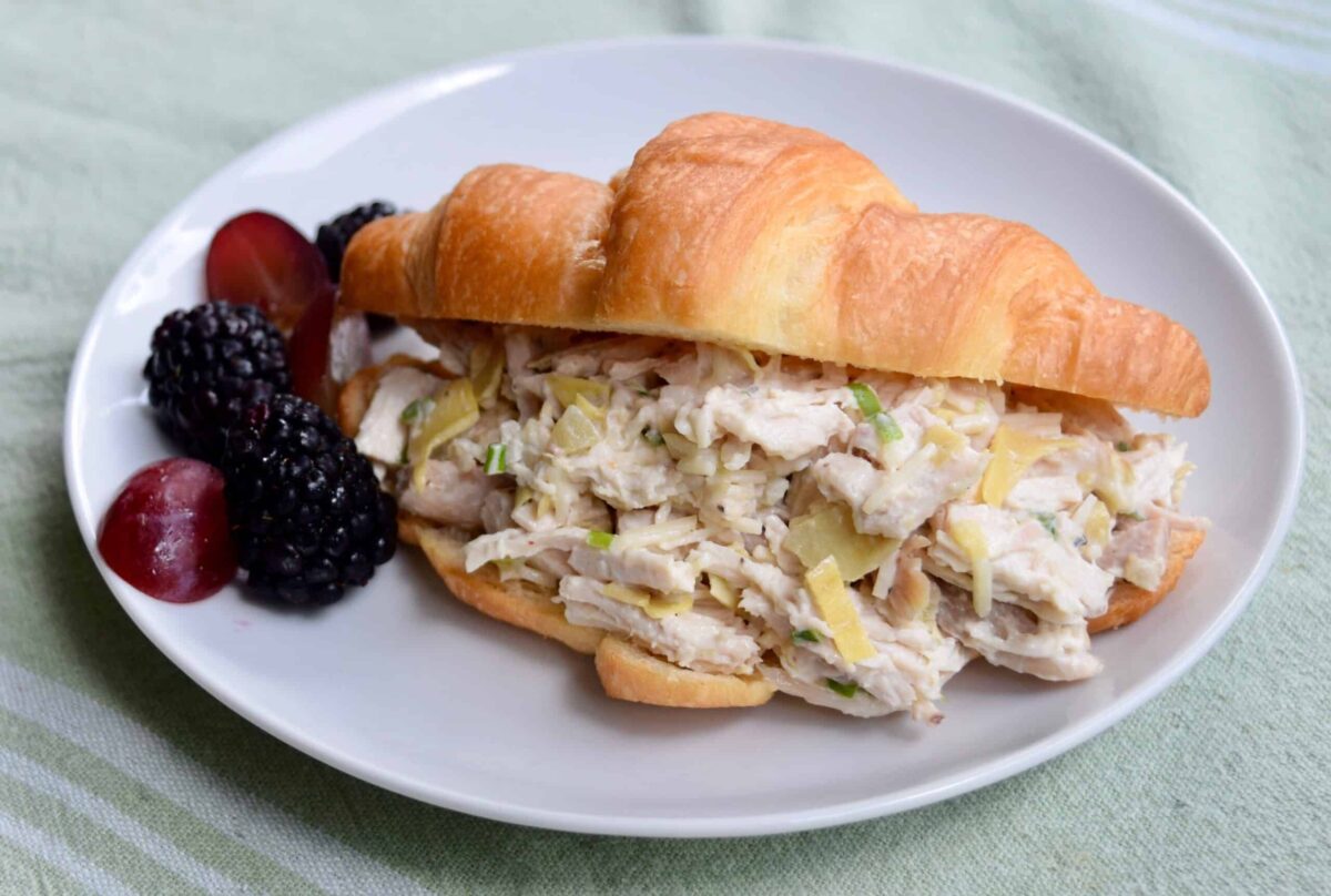 Parmesan Artichoke Chicken Salad on a croissant