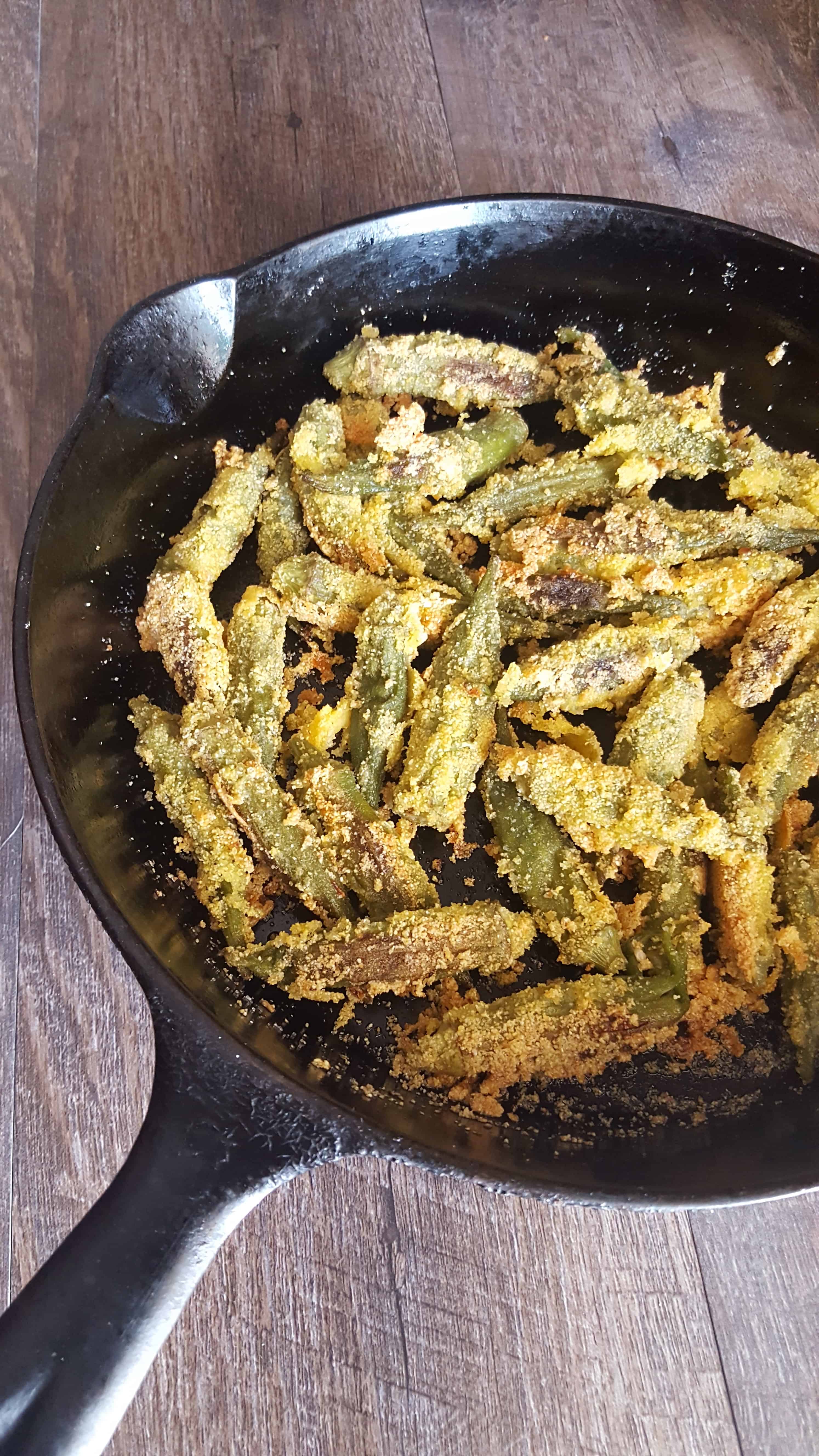 OvenFried Okra (with Air Fryer Option) Grits and Gouda