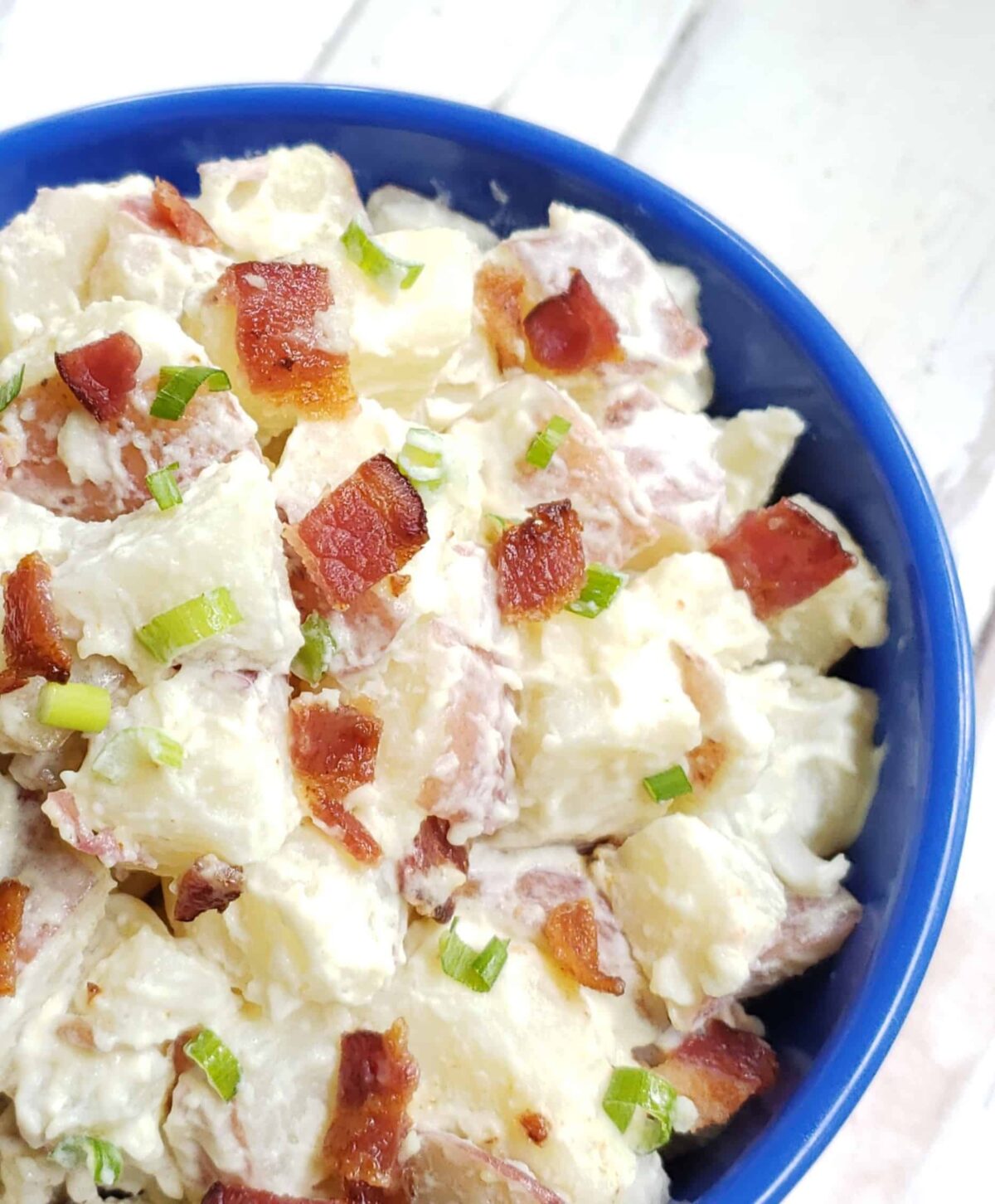 Sour Cream And Green Onion Potato Salad With Bacon Grits And Gouda