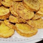 Fried Yellow Squash draining on paper towels Close up