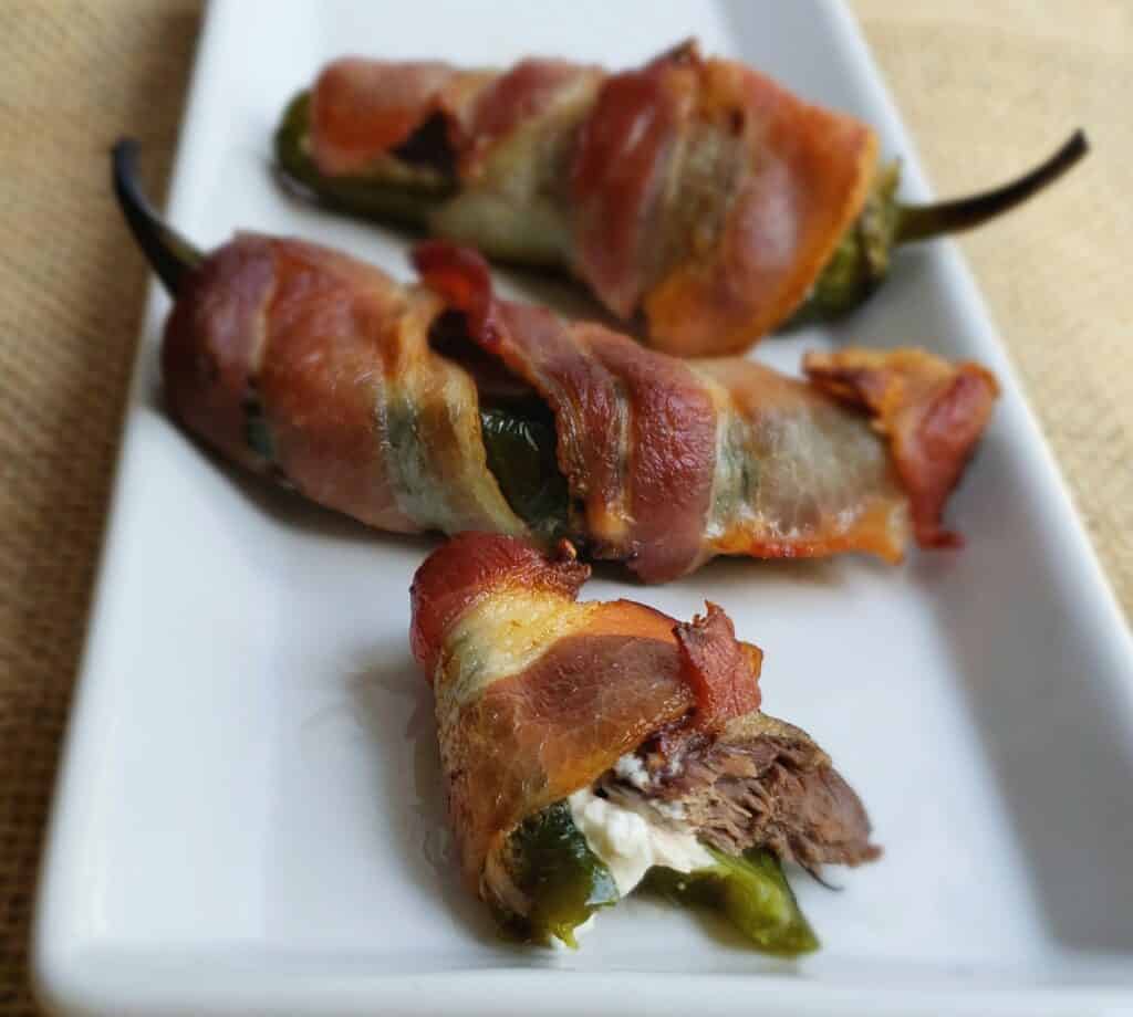Bacon Wrapped Dove Jalapeno Popper with two in background