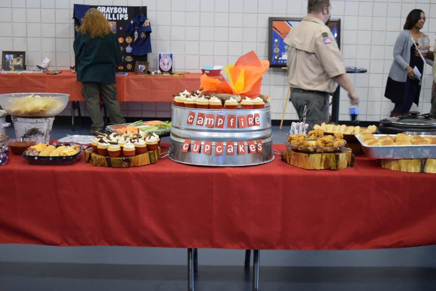 S'mores cupcakes at Eagle Scout Ceremony on the reception table