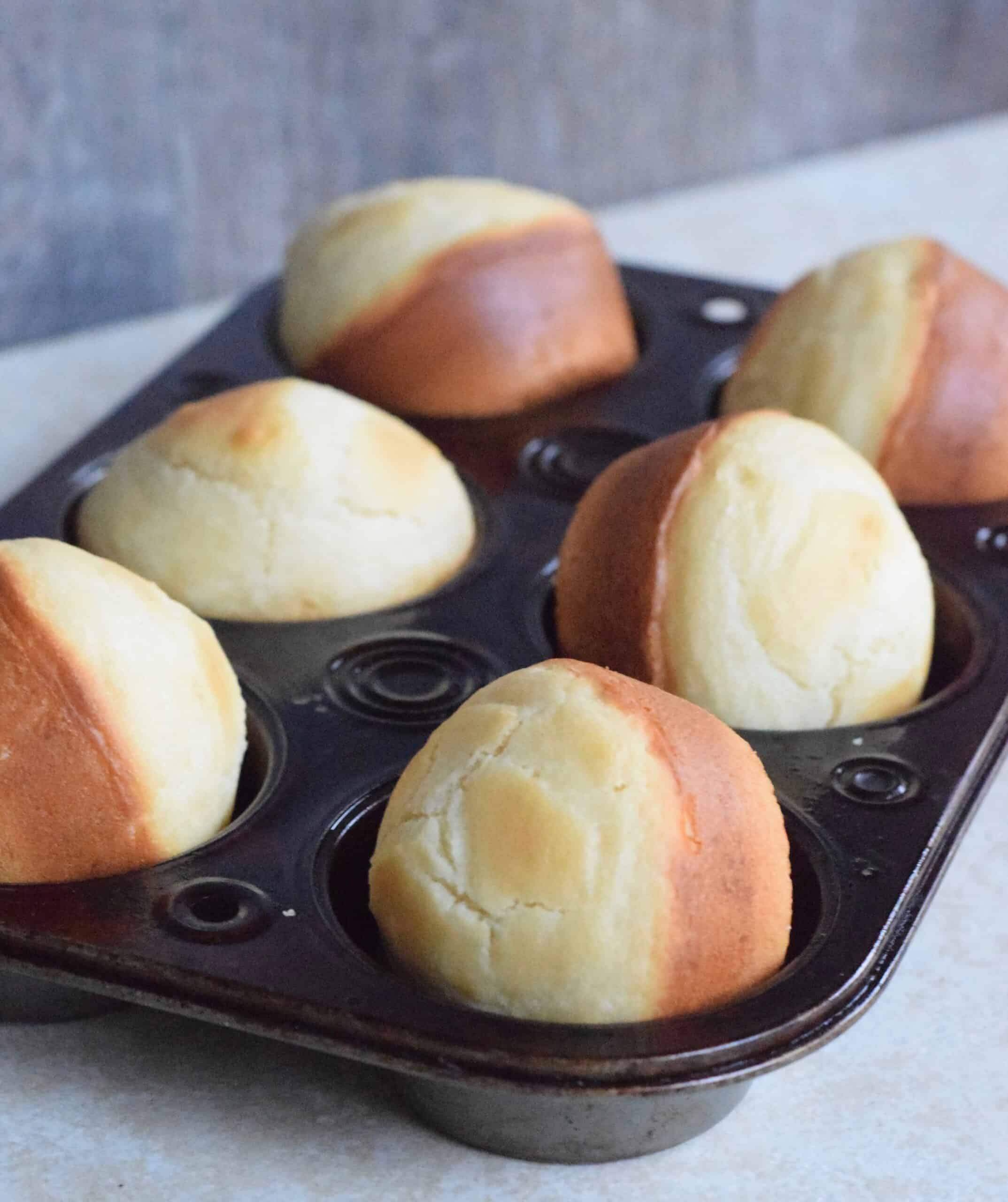 Yeast rolls in a muffin pan