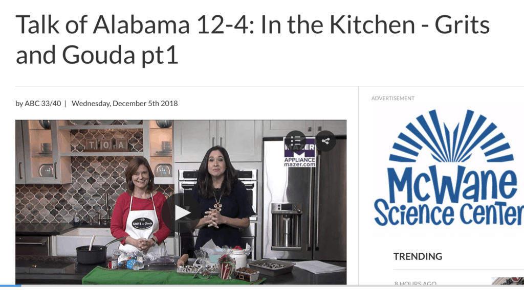 Talk of Alabama Christmas Food Gifts segment Part 1 with Kathleen Phillips, creator of the blog GritsandGouda.com and host Nicole Allshouse