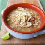 Shortcut White Bean Chicken Chili has all the flavor of slow cooked beans and chicken but uses canned beans so you can get dinner on the table quicker!