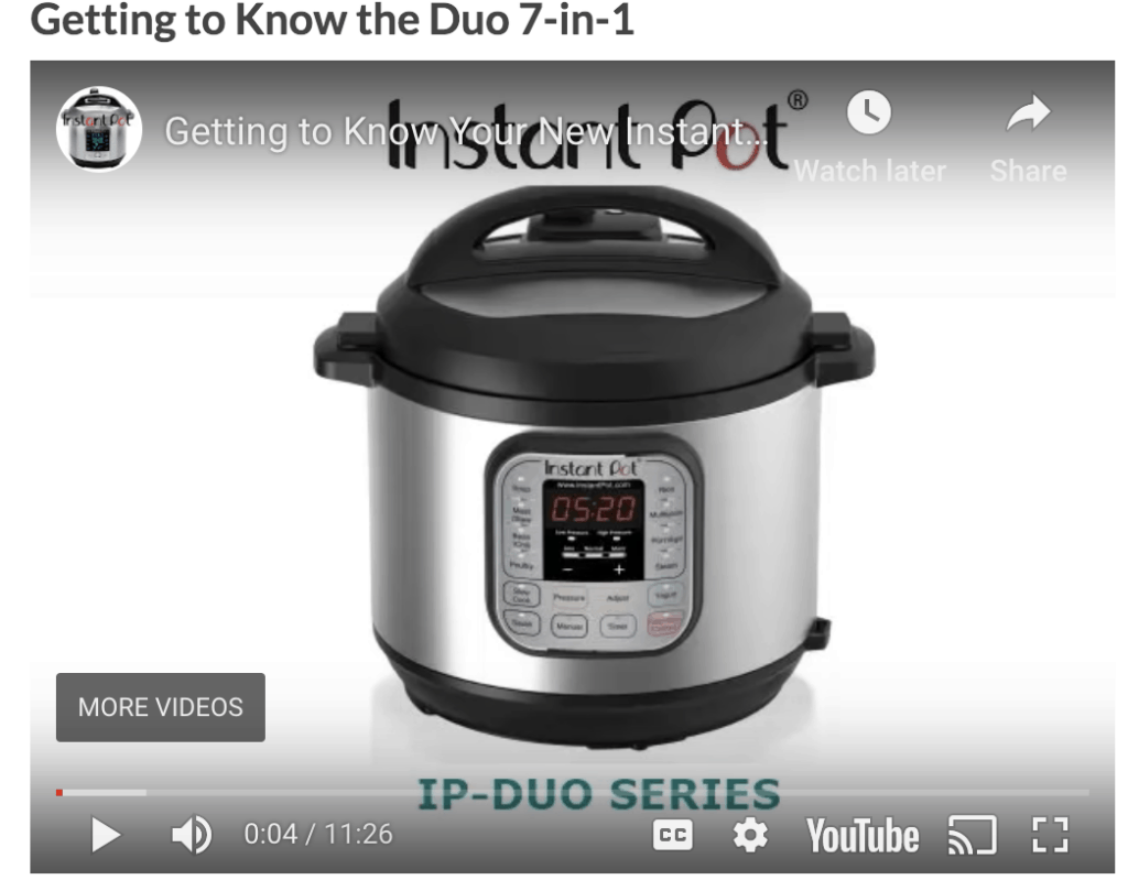 Getting to know the Instant Pot 7 in 1 duo video 