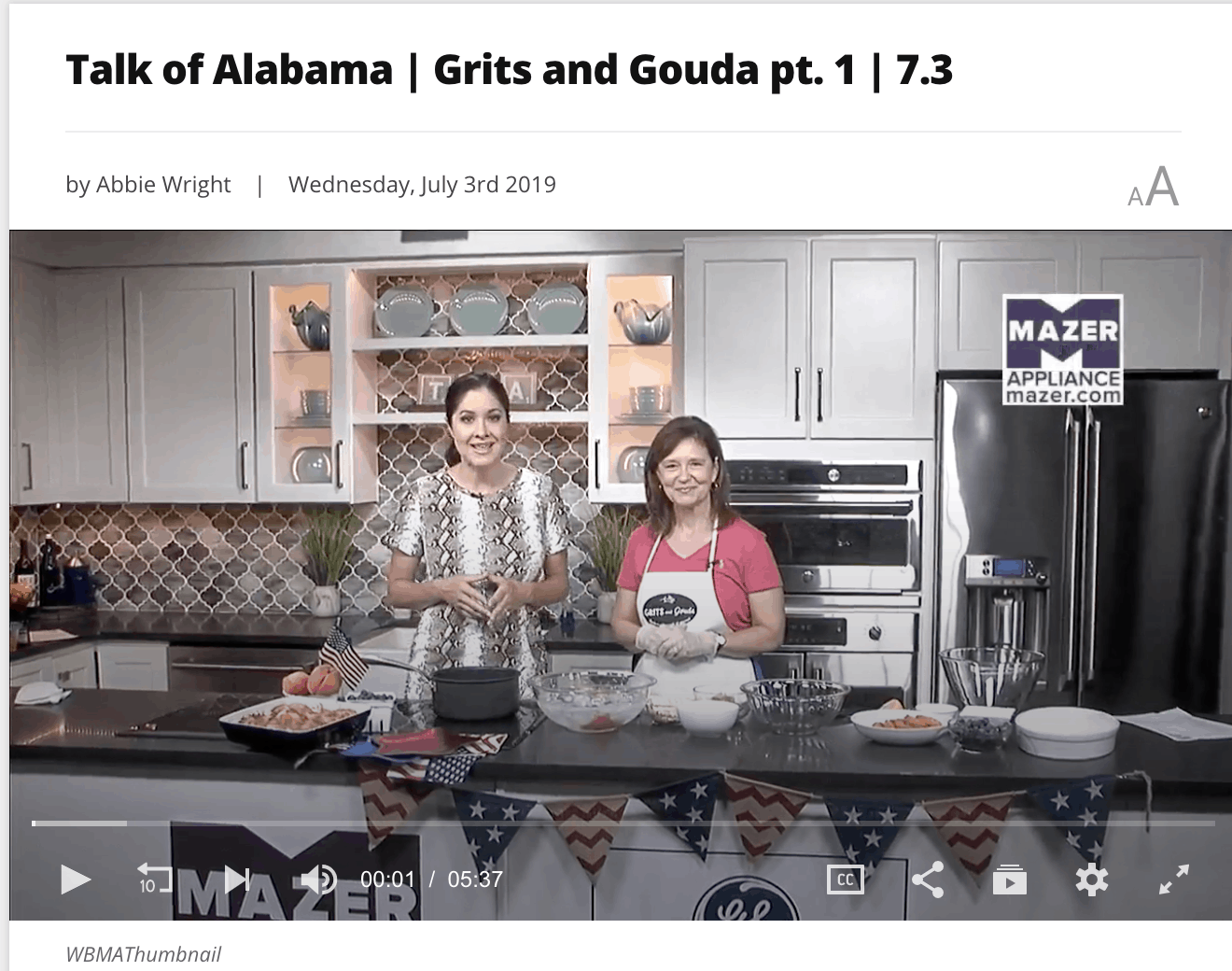 Picture of Kathleen Royal Phillips and Nicole Allshouse on Talk of Alabama making blueberry peach cobbler