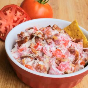 Bacon Tomato Dip sliced and whole tomato