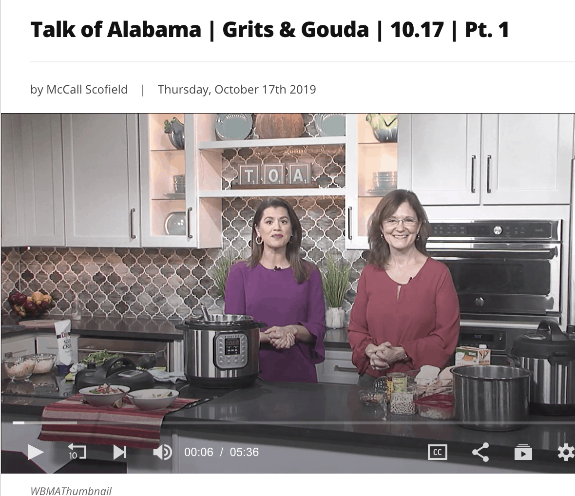 ABC 33/40 Talk of Alabama segment Instant Pot White Bean and Chicken Chili with Erika Lopez and Kathleen Phillips