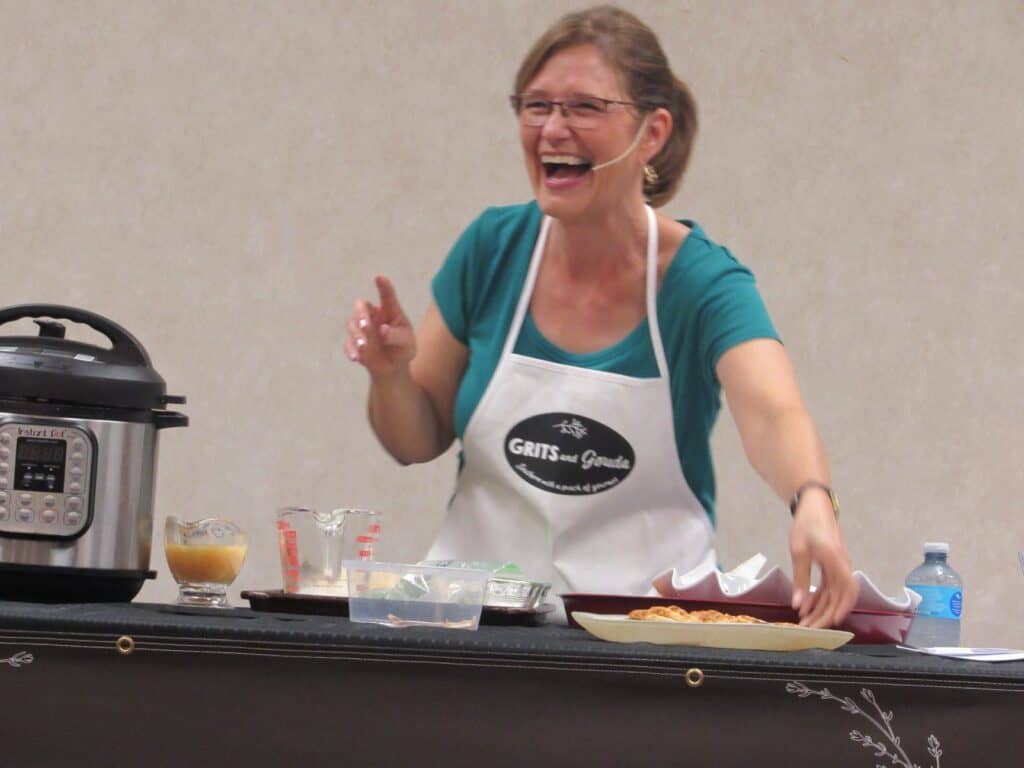 Kathleen Phillips cooking turkey breast in the Instant Pot at the first Holiday Cooking show