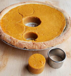 pumpkin pie cut out with circle cookie cutter