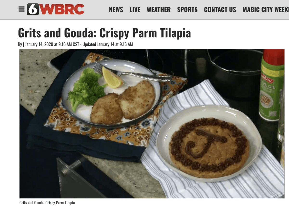 screenshot of WBRC video tilapia and cookie cake