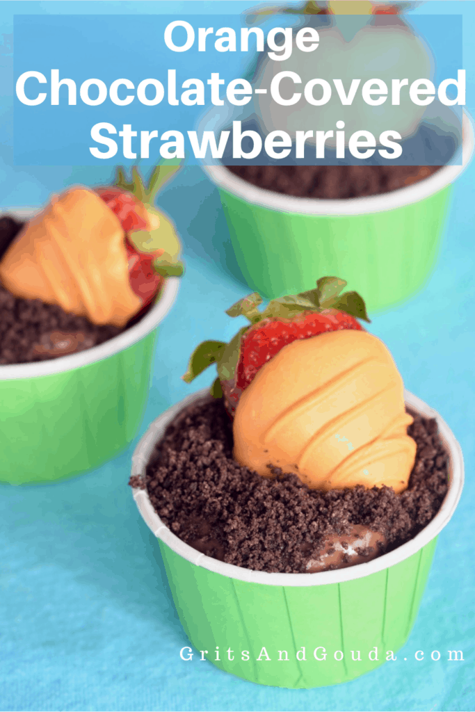 Pinterest Pin for Orange Chocolate Covered Strawberries 