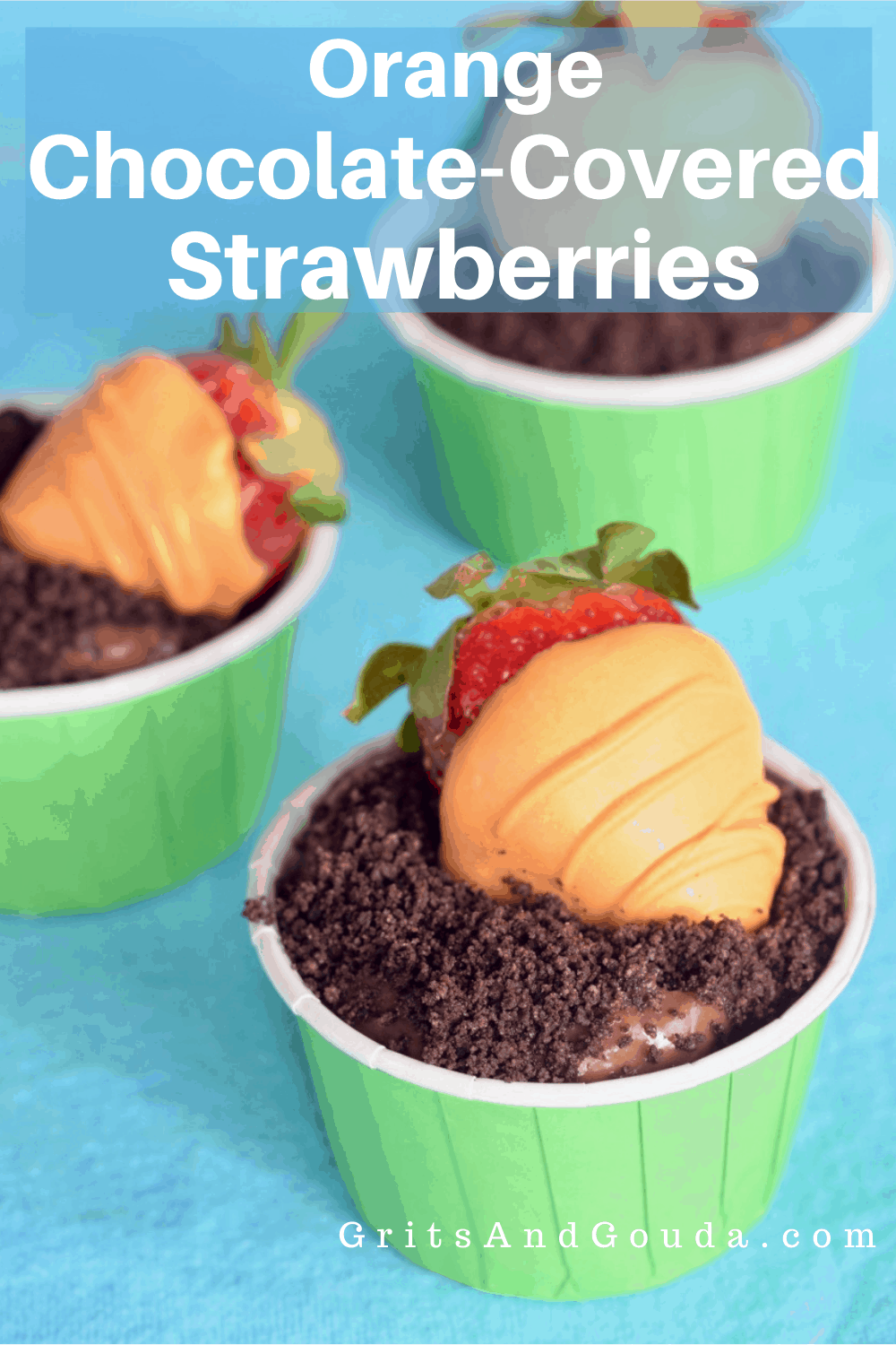 Pinterest Pin for Orange Chocolate Covered Strawberries