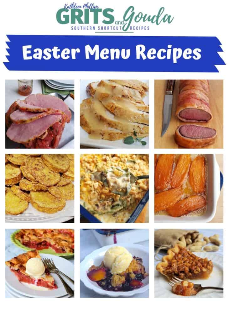 Easter menu grid of 9 recipes