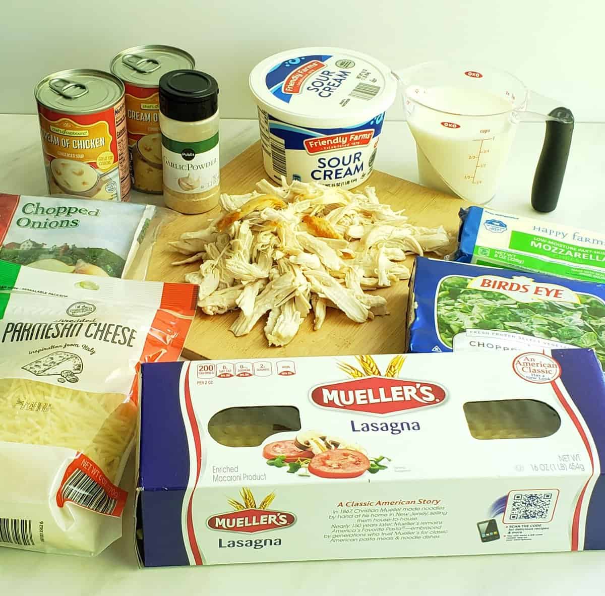 ingredients for chicken spinach lasagna
