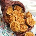 mini nut pies in a brown cornucopia