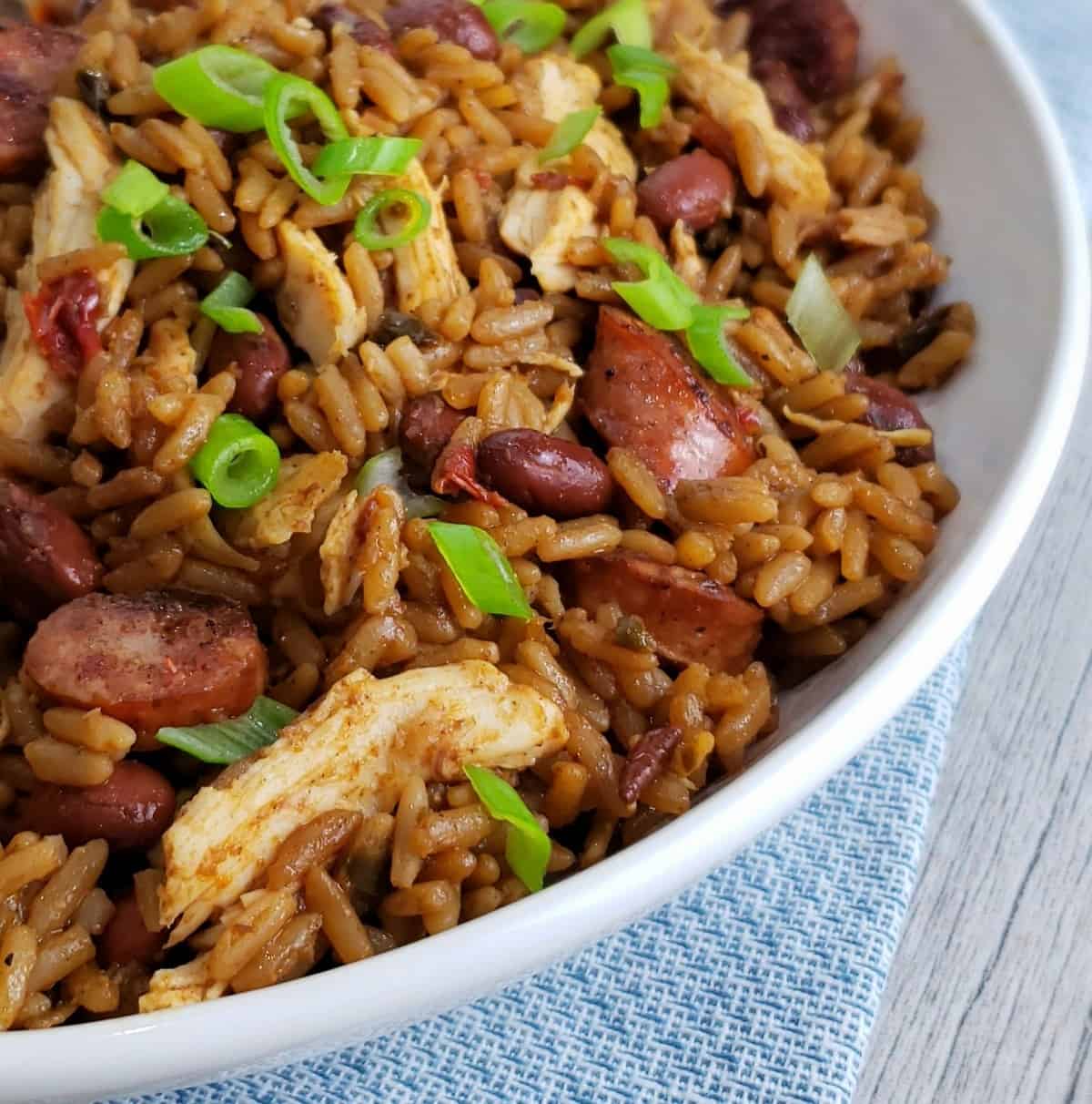 Instant Pot Chicken and Sausage Jambalaya Grits and Gouda