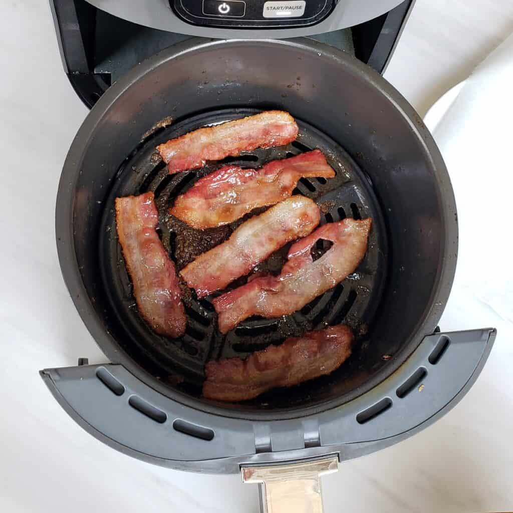 bacon cooked in an air fryer
