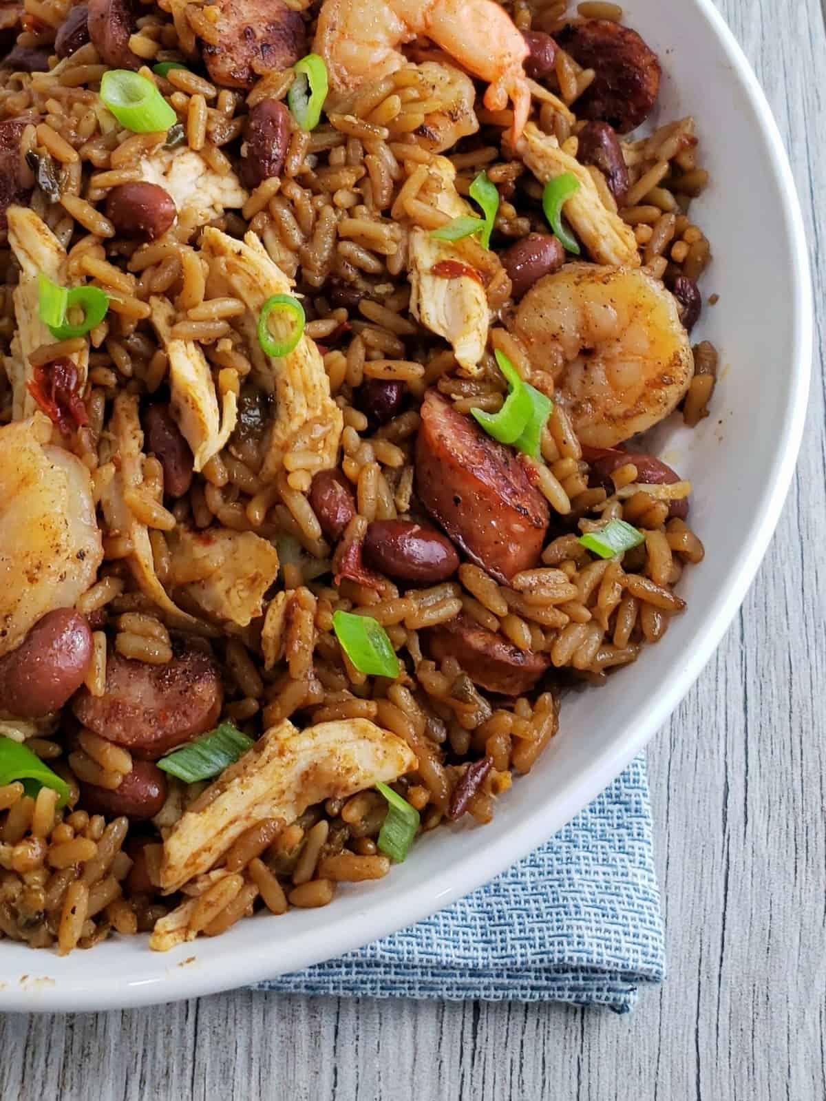 Instant Pot Chicken and Sausage Jambalaya Grits and Gouda