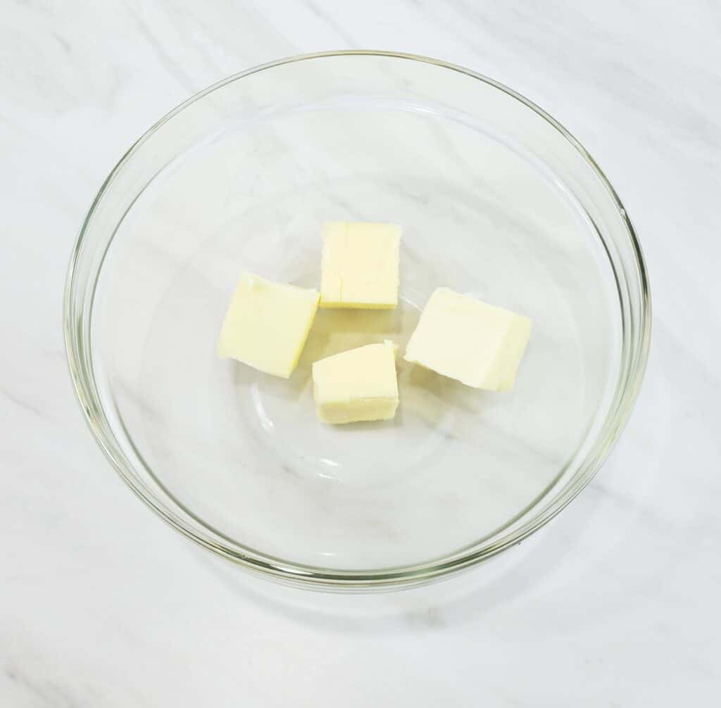 Butter cubes in glass bowl