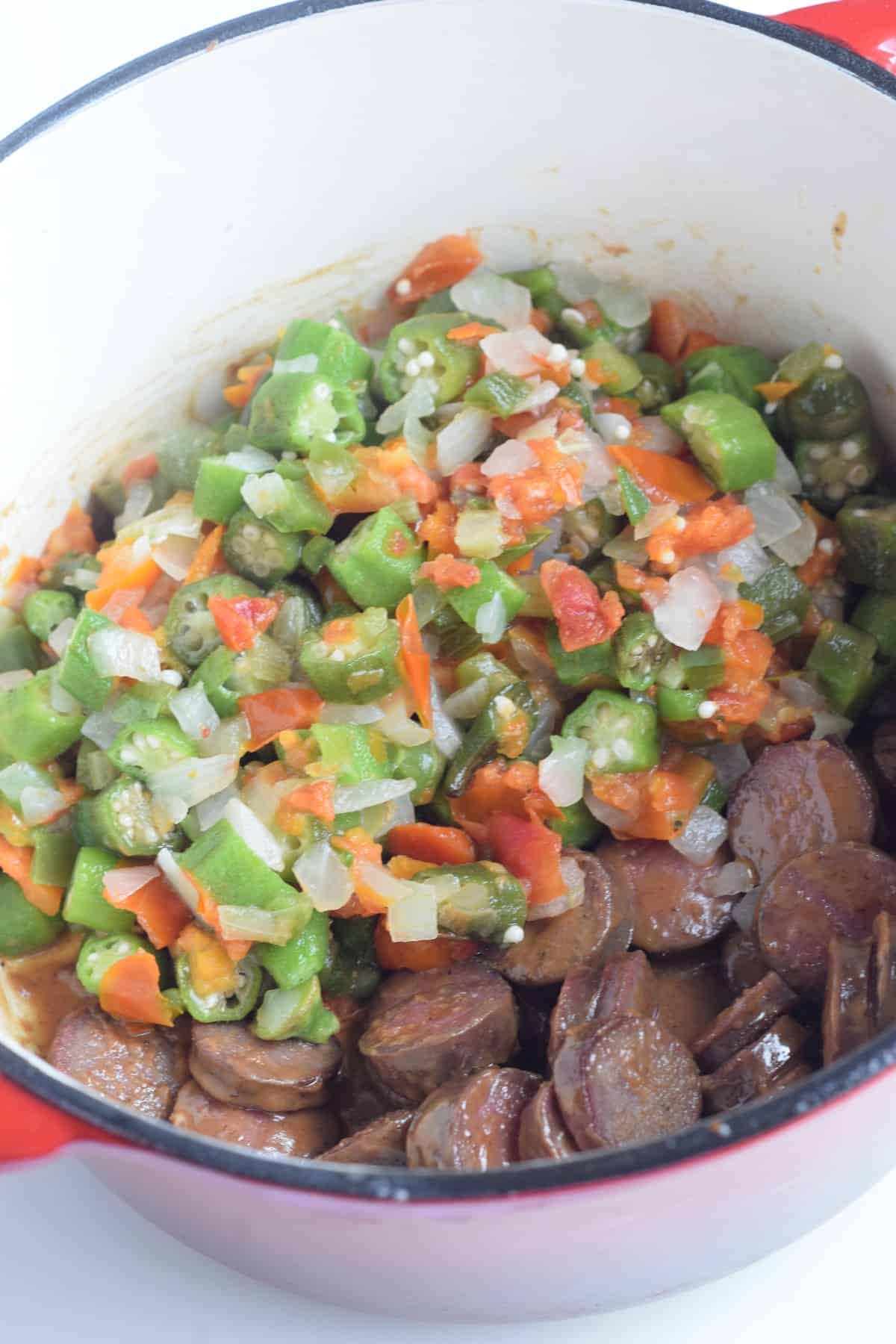 Shortcut Chicken and Sausage Gumbo Grits and Gouda