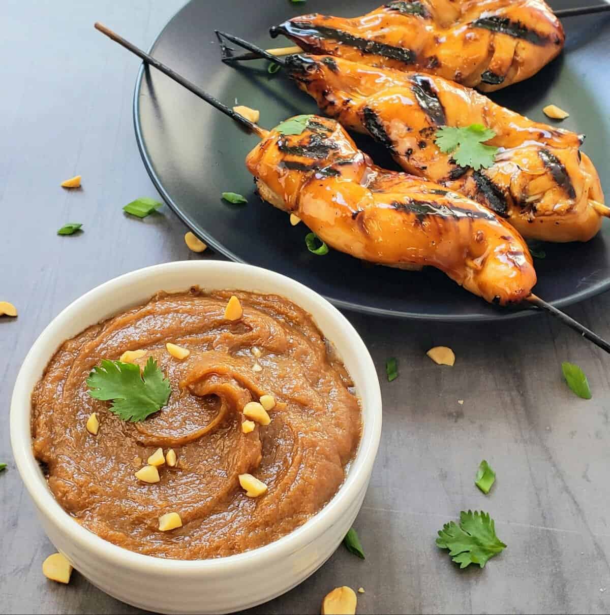 Shortcut Teriyaki Grilled Chicken Tenders (with Spicy Peanut Sauce) Grits and Gouda