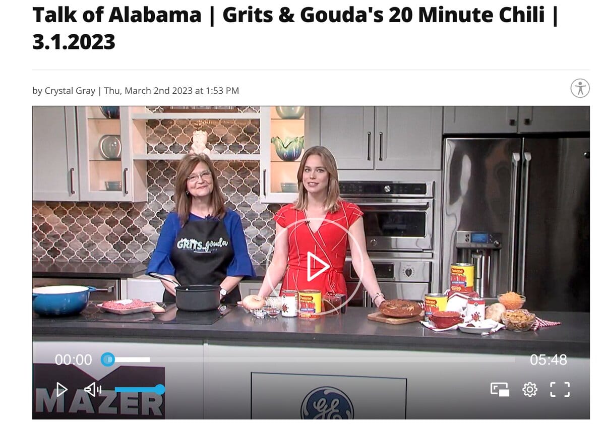 Video screenshot two women on talk of alabama cooking studio.