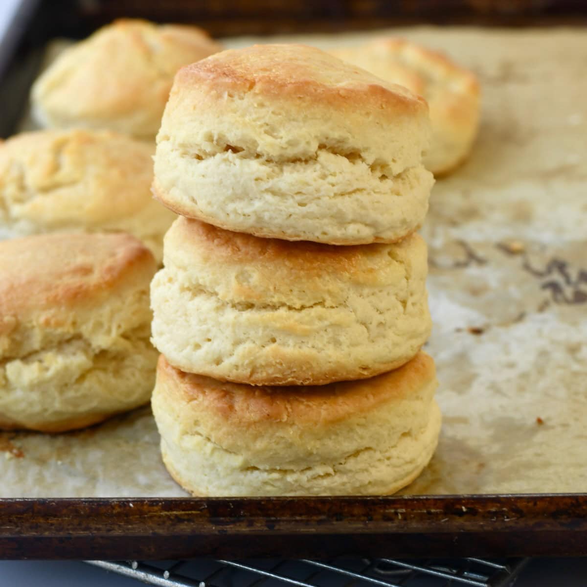 Stack of homemade biscuits.
