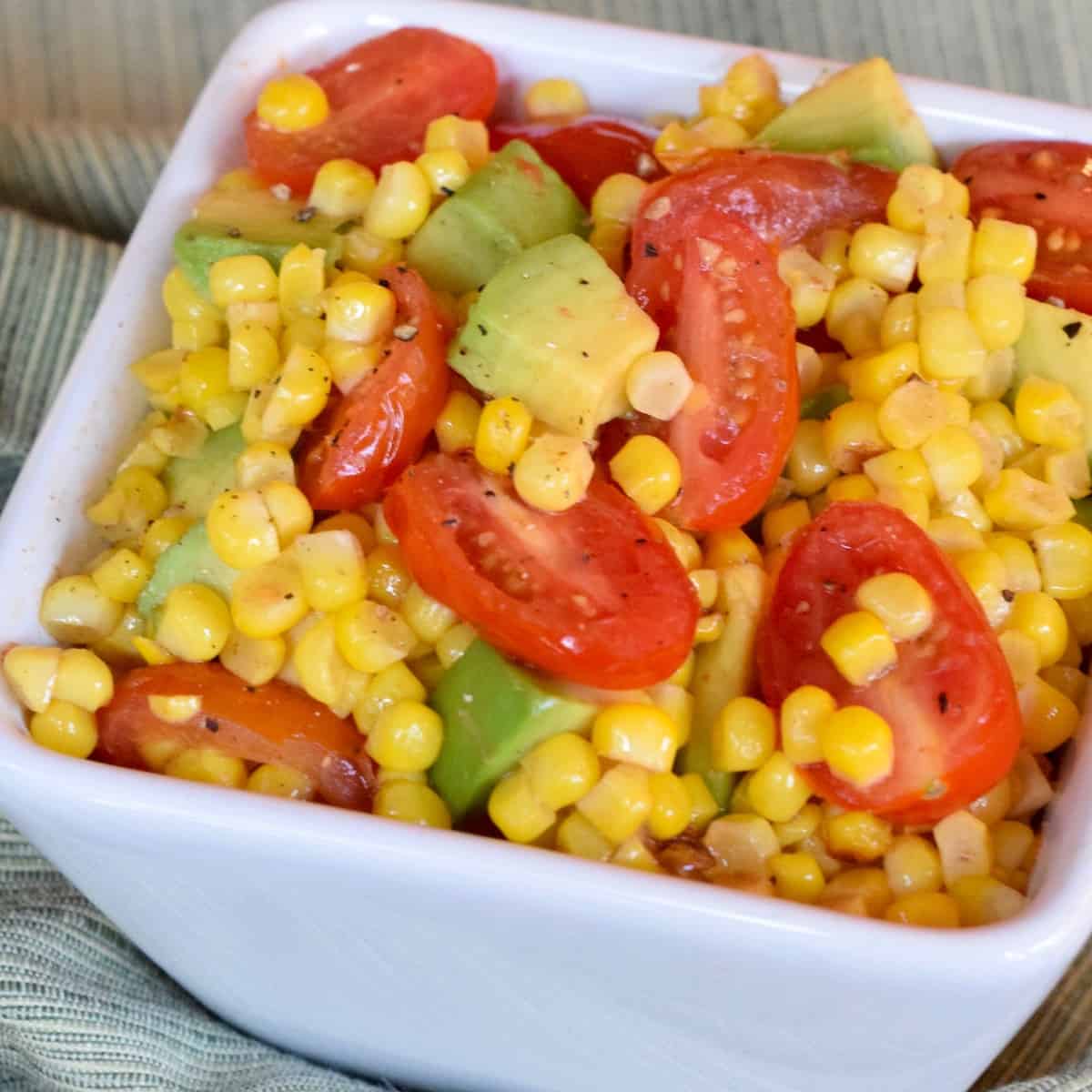 Corn Avocado Tomato Salad (without Onions) Grits and Gouda