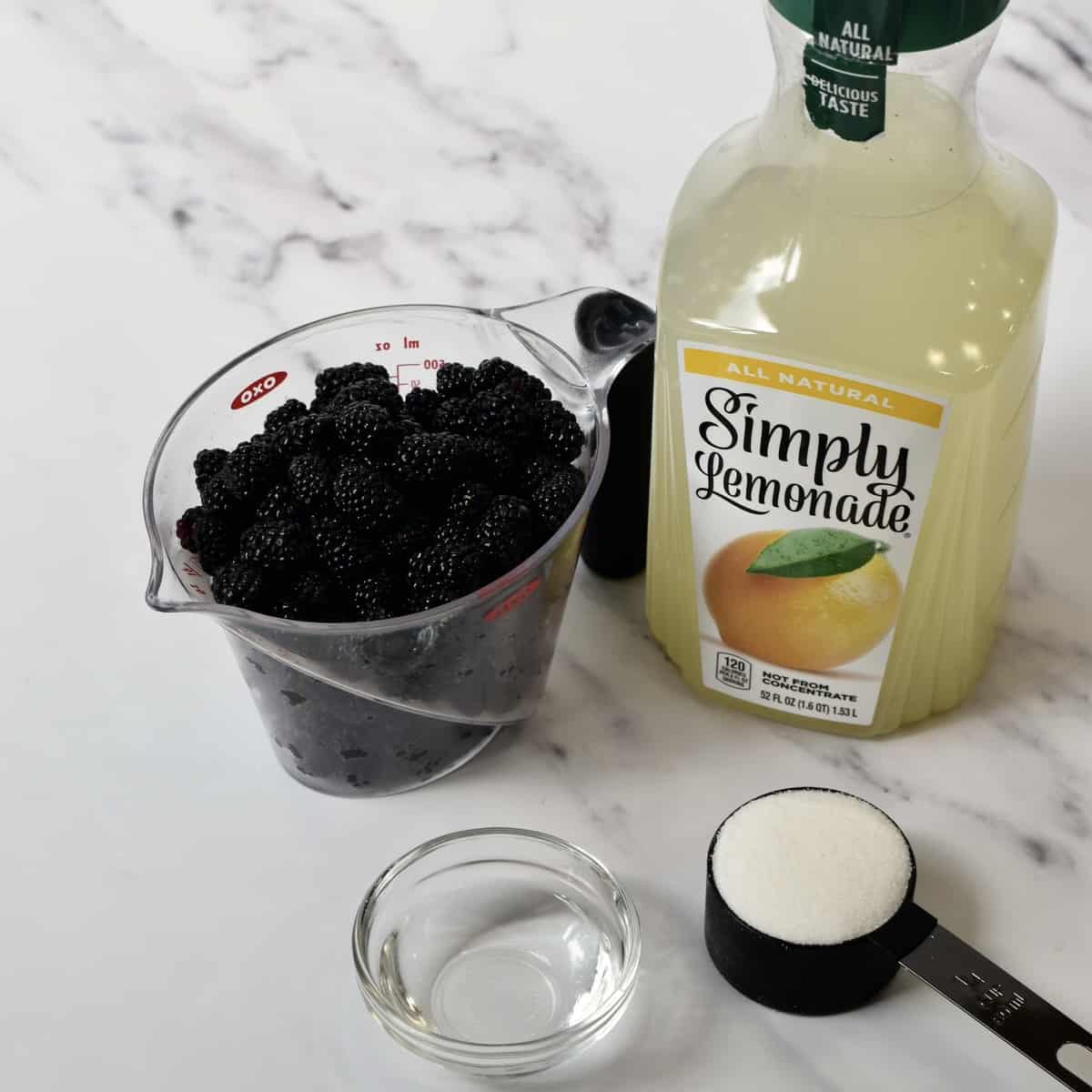Ingredients for Shortcut Blackberry Lemonade.