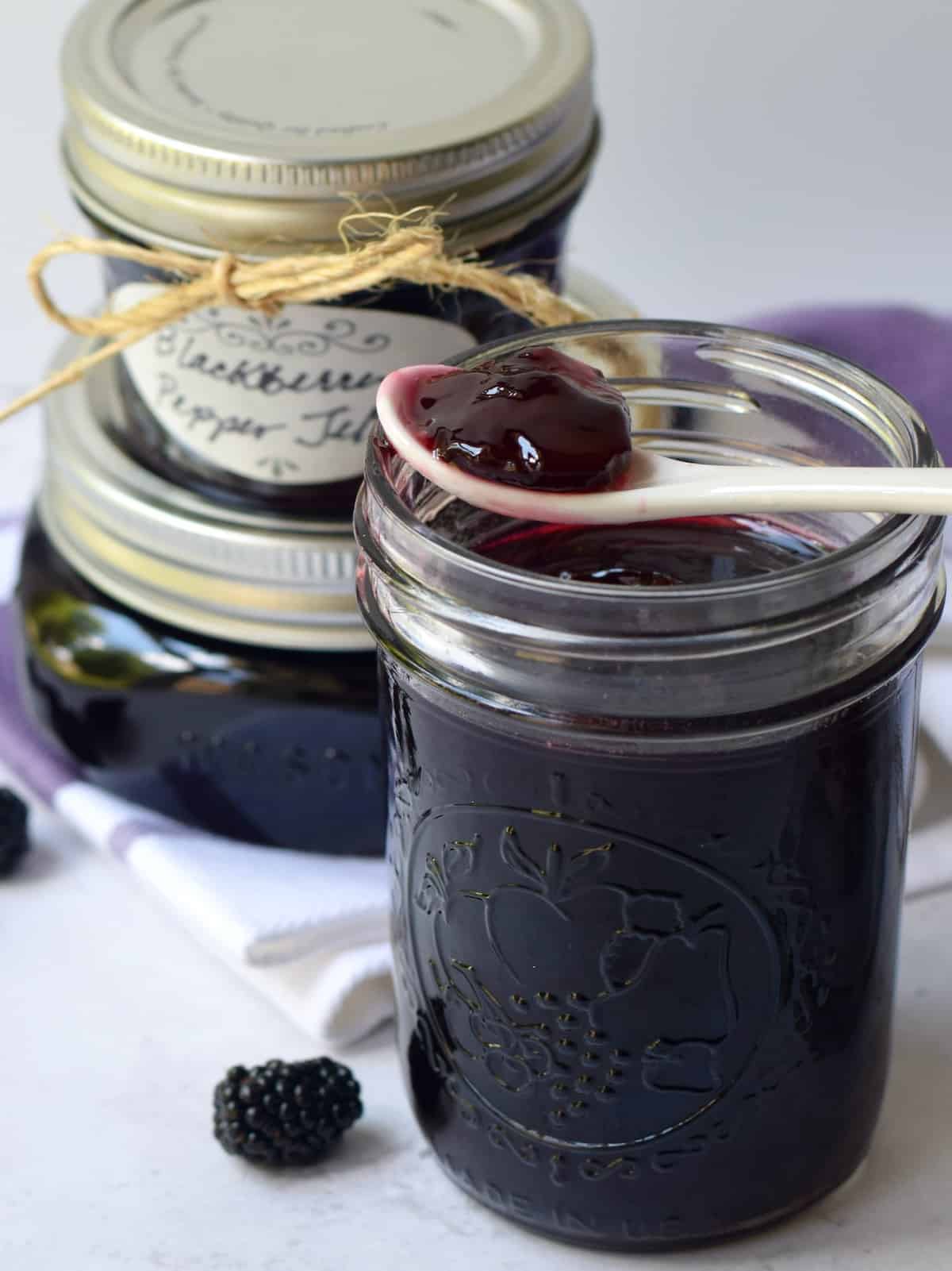 Freezer Blackberry Pepper Jelly Grits and Gouda