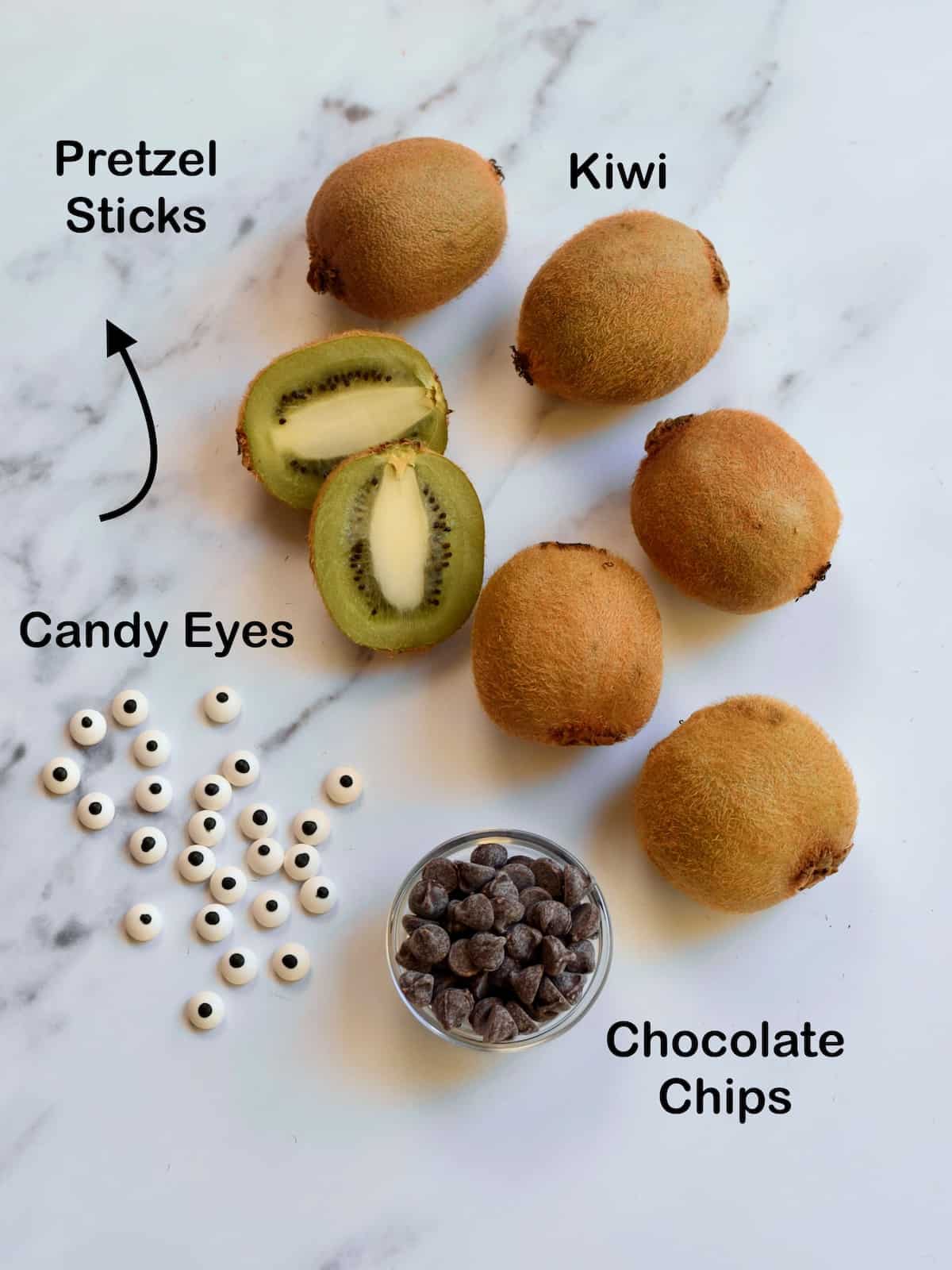 Ingredients for Frankenstein Kiwi Halloween Treats