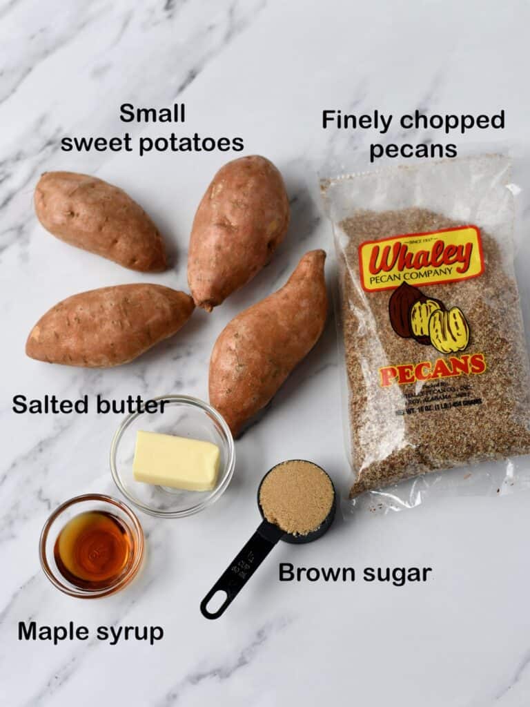 Hasselback Sweet Potatoes (Maple Syrup and Pecans) Grits and Gouda