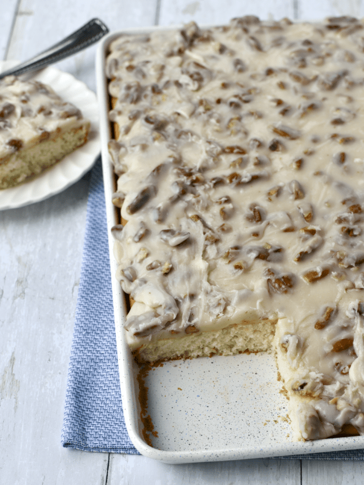 White Texas Sheet Cake (with Cake Mix) Grits and Gouda