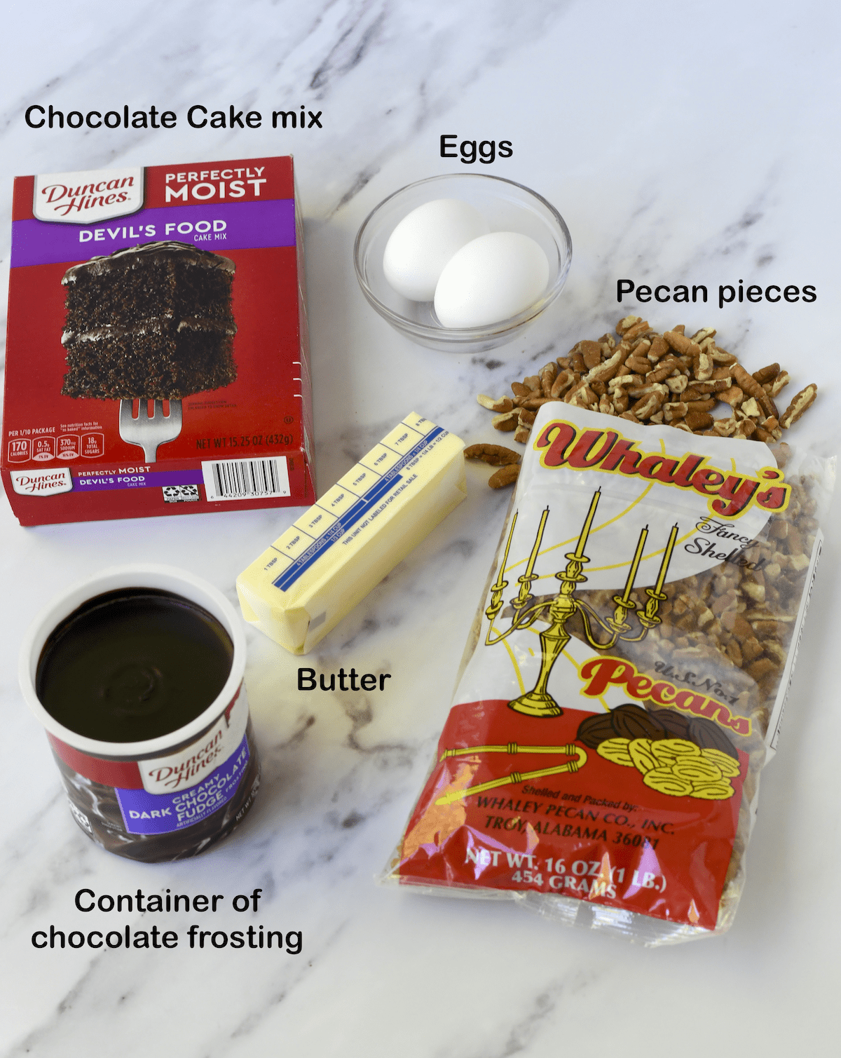 Ingredients for Texas Chocolate Cake Cookies.