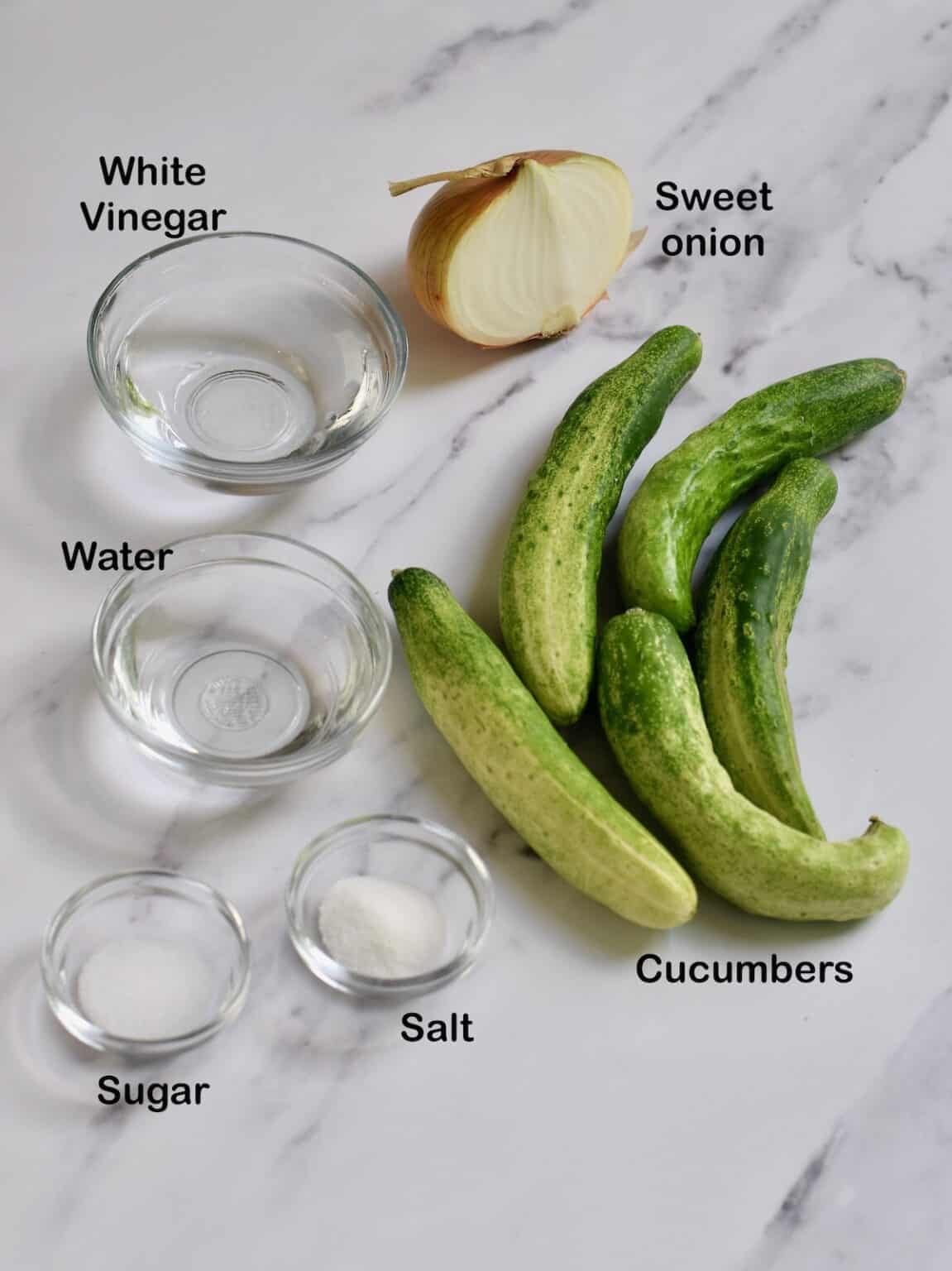 Cucumber and Onions in Vinegar Grits and Gouda