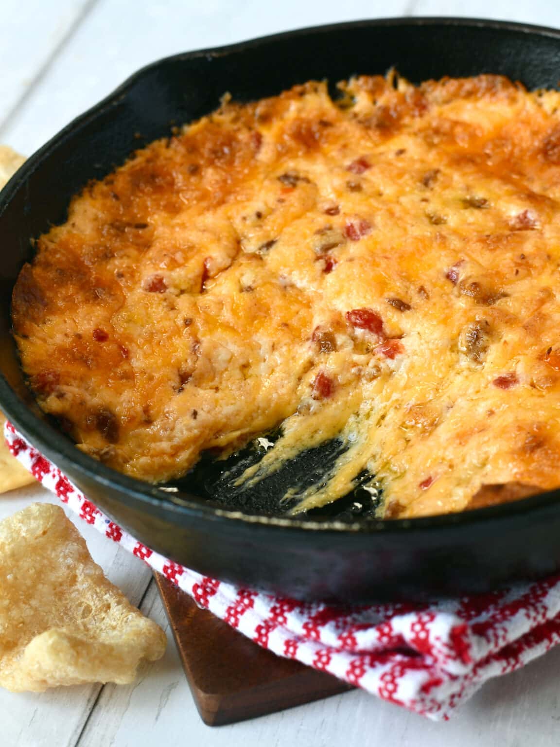 Baked Pimento Cheese Dip with Bacon Grits and Gouda