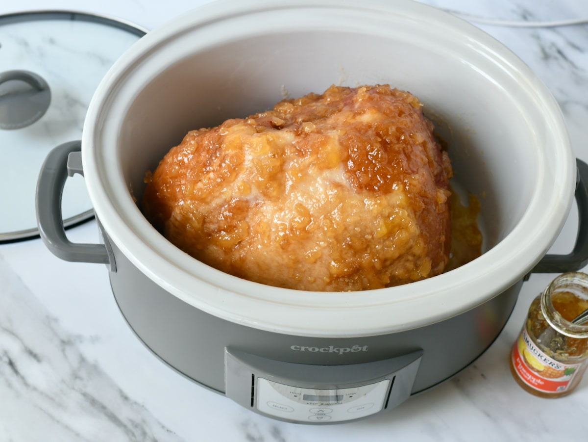 Slow Cooker Pineapple Brown Sugar Ham Grits and Gouda