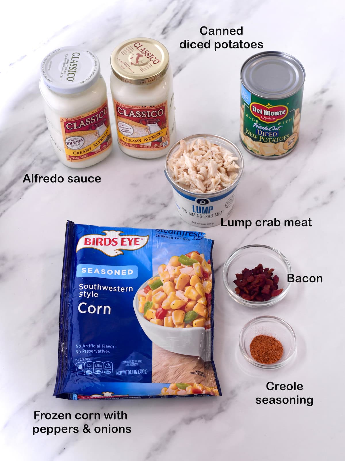 Ingredients for shortcut corn and crab soup.