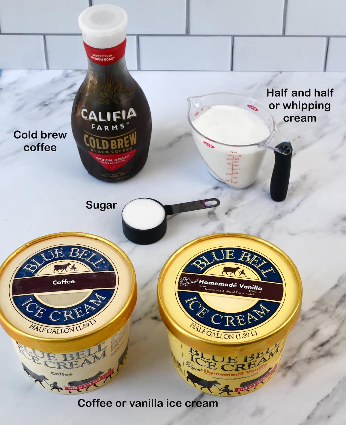 Ingredients for shortcut coffee punch.
