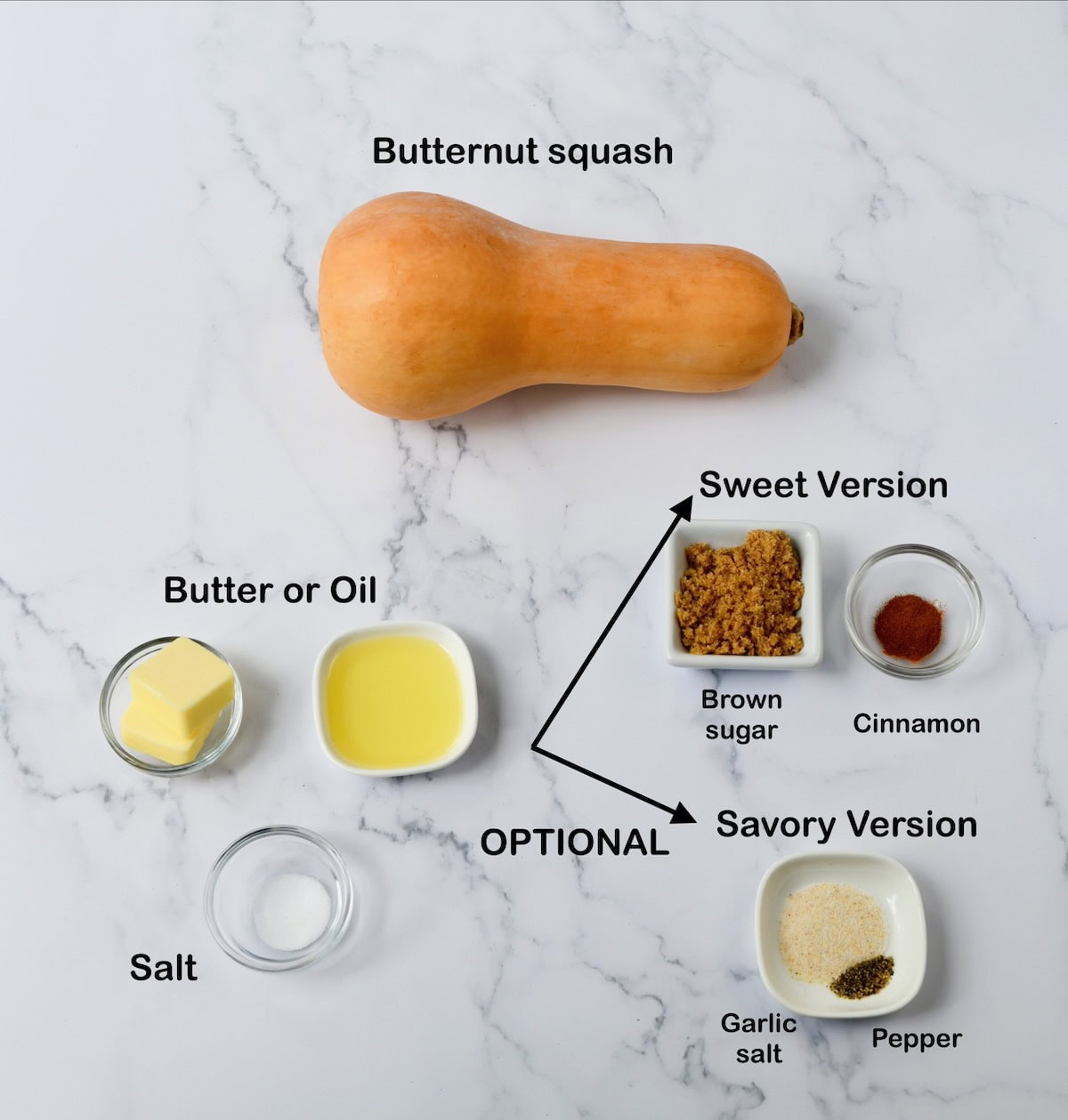 Ingredients for air fried butternut squash