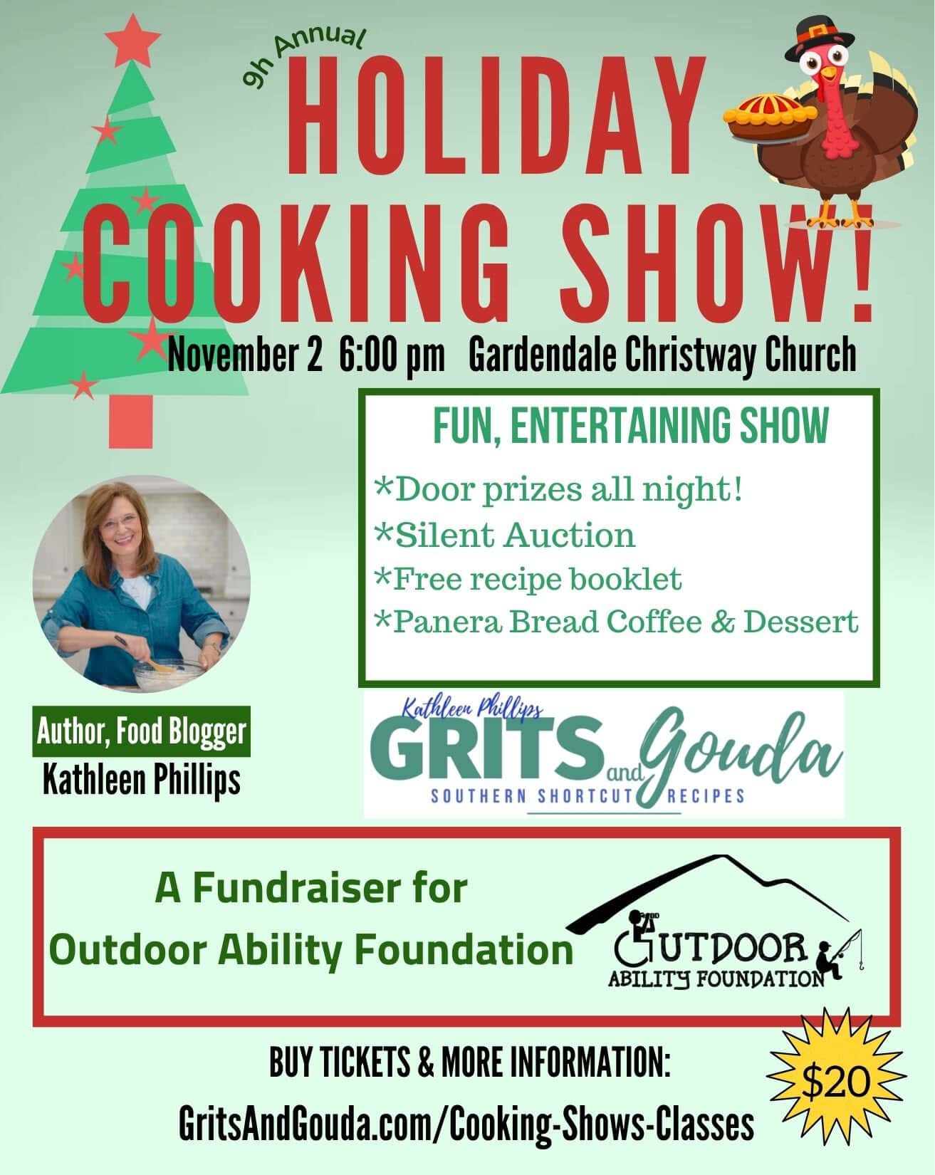 Holiday Cooking Show flyer Kathleen Phillips 2026 November 2.
